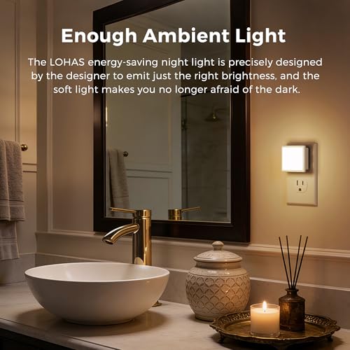 Image of L LOHAS LED 3CCT Night Lights Plug into Wall 2-Pack, 0.3W Plug in Night Light, Dusk to Dawn, Bright Nightlight Auto-On /Off, for Adults Kids Room Bedroom Bathroom Hallway Kitchen