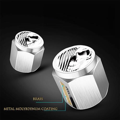 Miniatura 3 de Paquete de 4 tapas de vástago de válvula de latón con revestimiento de molibdeno, calcomanía 3D de bandera estadounidense, fácil instalación, metal