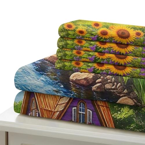 Housse de couette tournesol 3D à fermeture éclair cachée pour lit simple microfibre - 6