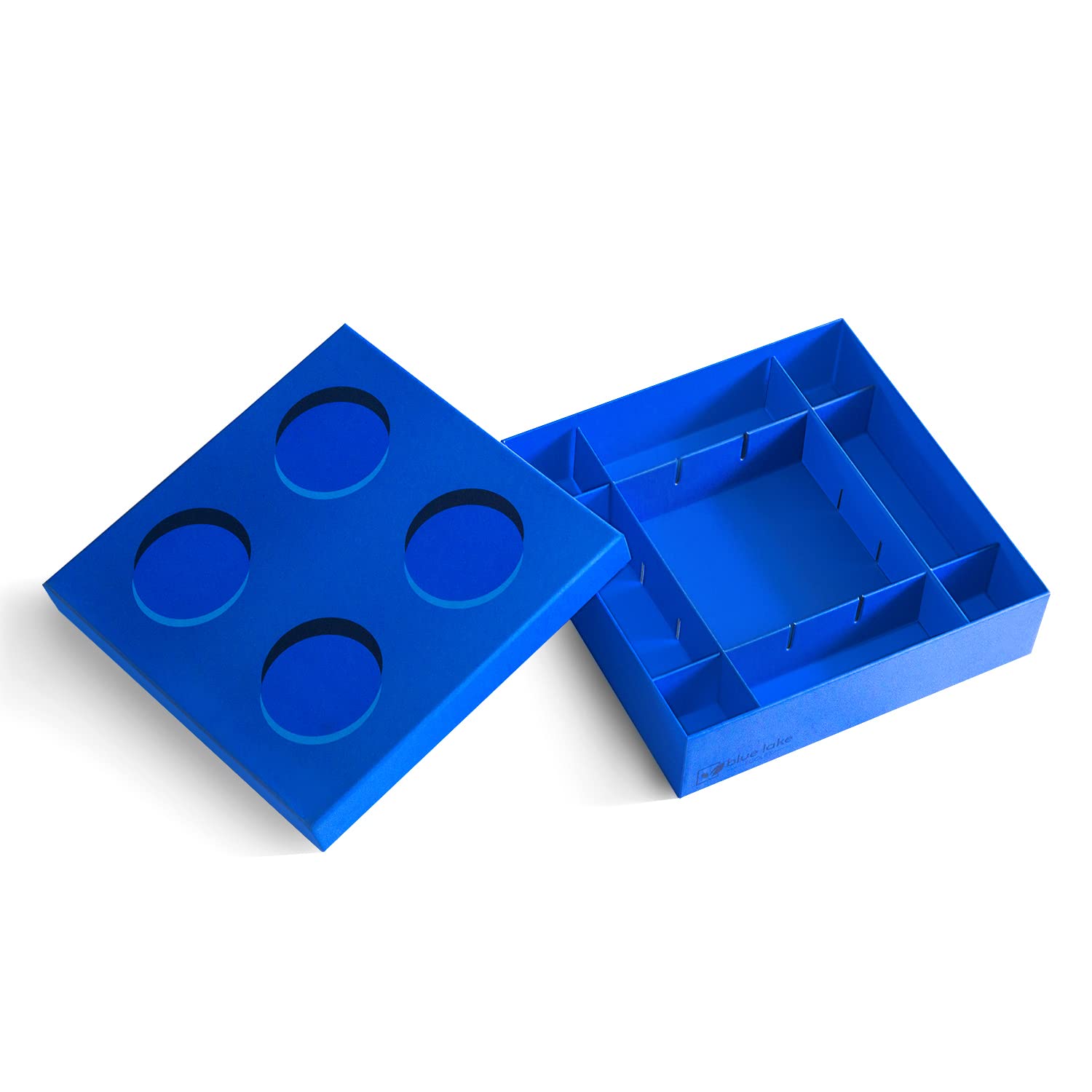 Blue LakeECOLIFE Block Box - Recyclable Paper Toys Organizer Storage Box Gift Box with 9 Customizable Compartments Compatible with Hot Wheels, LEGO sets, Presents (Blue)