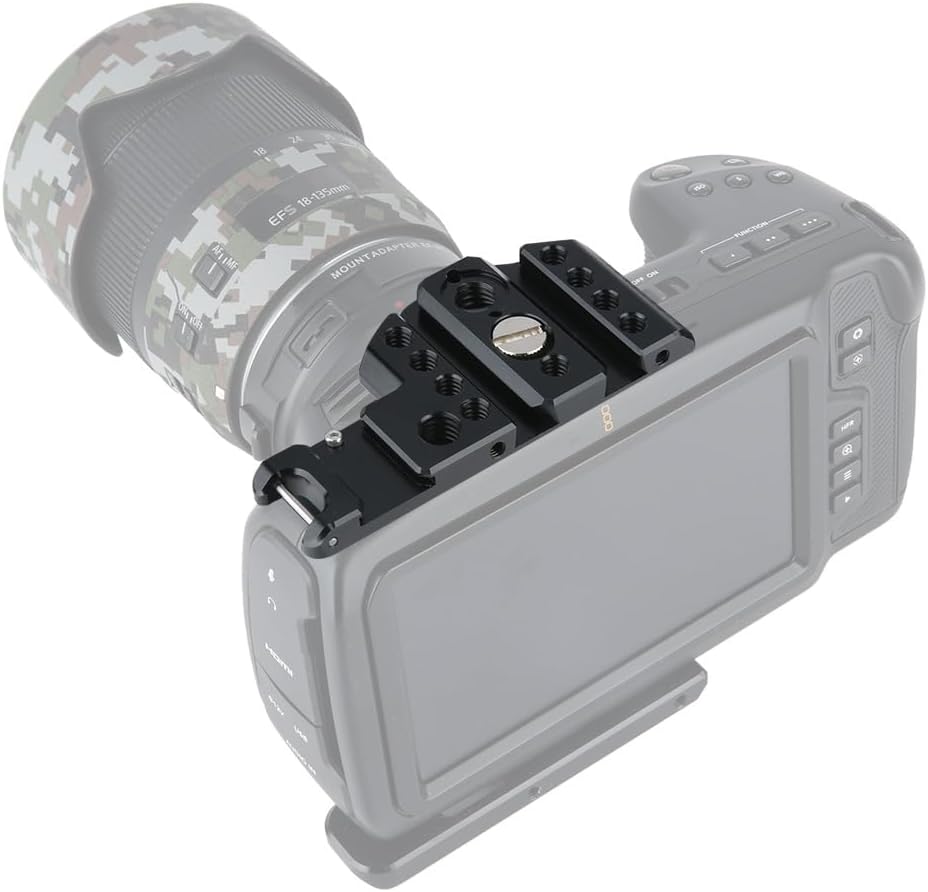NICEYRIG Top Plate for BMPCC 4K&6K for Blackmagic Pocket Cinema Camera Mounting Plate with NATO Rail Cold Shoe - 373