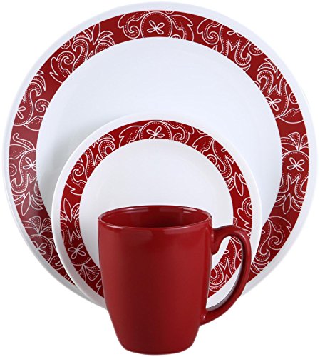 Corelle Livingware 16-Piece Dinnerware Set, Bandhani, Service for 4