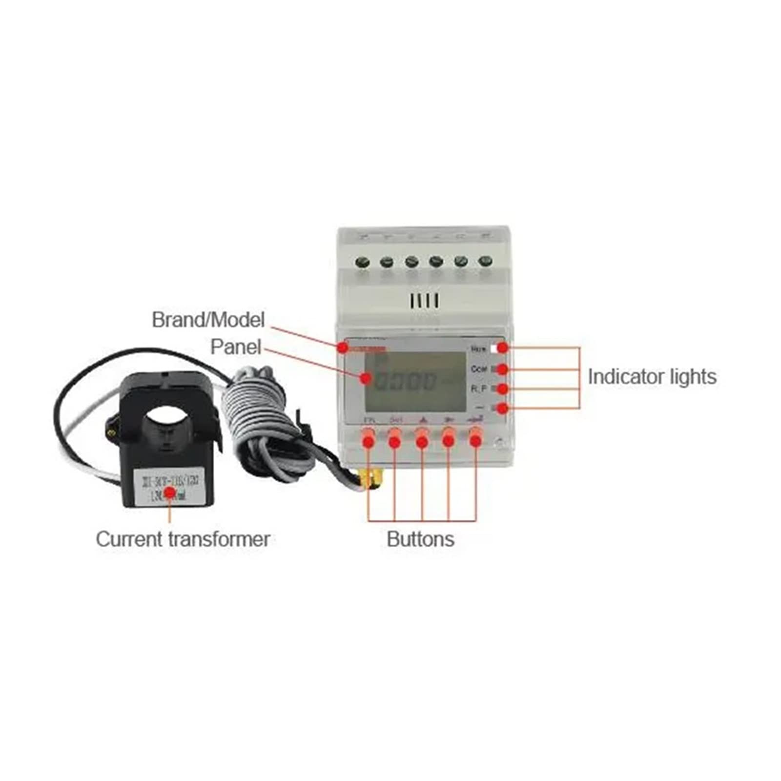Contatore Energia Elettrica, 45～65Hz Din Rail Ct Accoppiato 120A Contatore di energia intelligente monofase Solar PV Riflusso bidirezionale Monitor di potenza Inverter abbinato, Facile da Installare