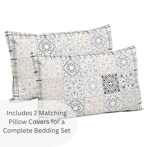 Image of Mafatlal 144 TC Jaipuri King Size Printed Cotton Bedsheet | 90 x 108 Inches | Long-Lasting Comfort | Includes 2 Pillow Covers | Black White