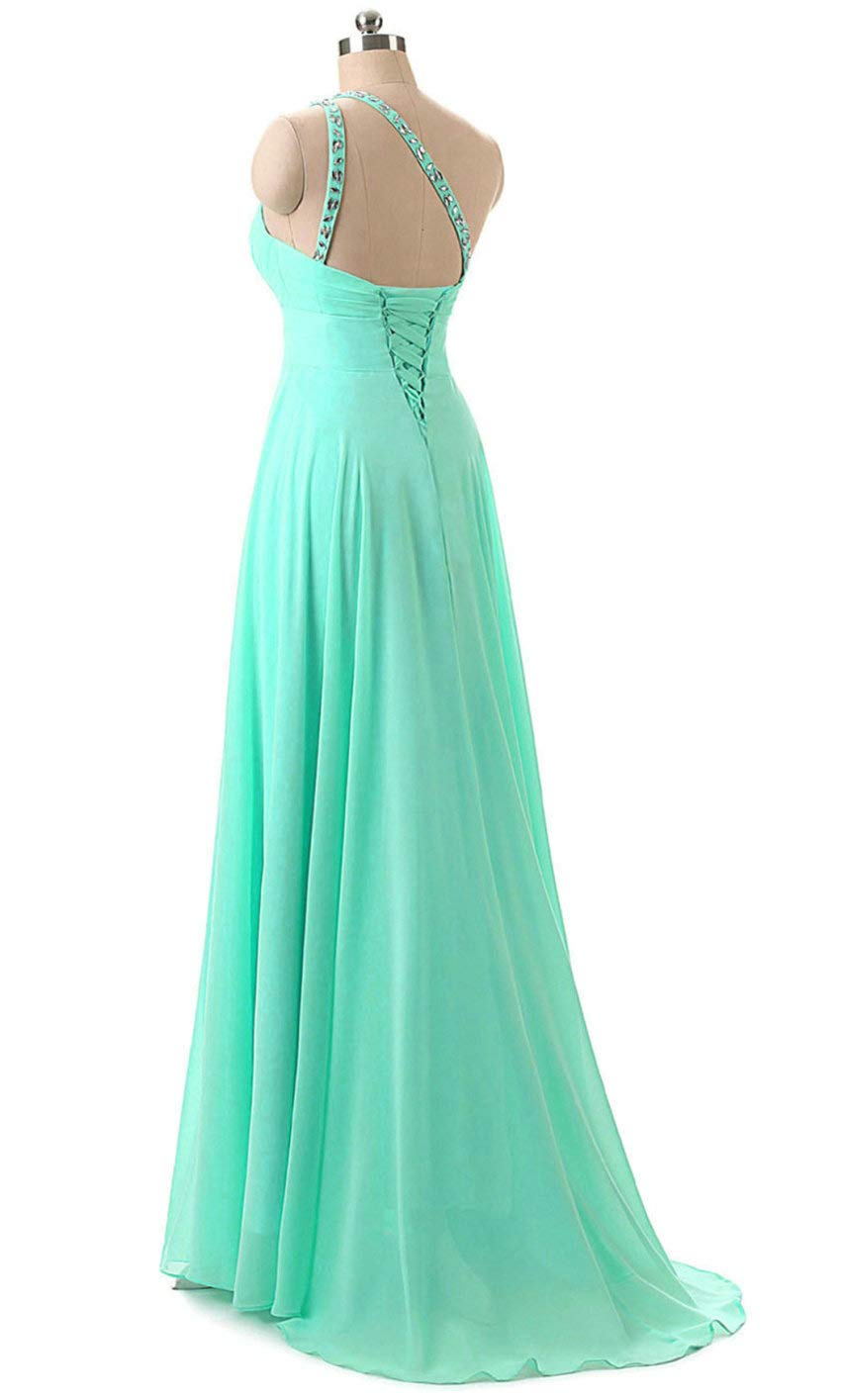 Vestido de noche elegante gasa con un solo hombro para mujer