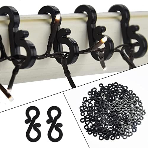 Vikdio 30 Pcs Black Gutter Hooks for Securing Outdoor String Lights, Gutter Hook Ideal for Hanging Meteor Shower Icicle Lights on Wedding Christmas Halloween Garden Tree Home Decor
