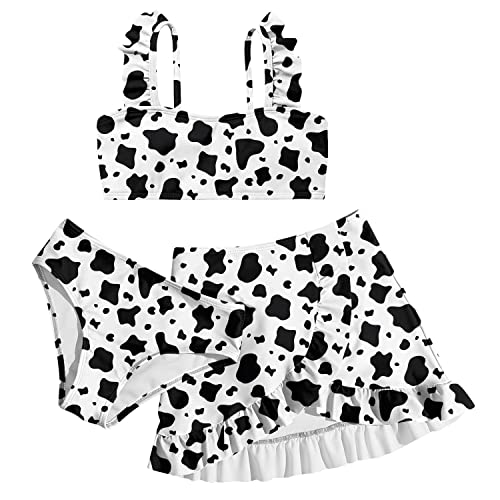 Image of ALISISTER Girls Swimsuit 3 Piece Bathing Suits Summer Bikini Tankini Sets with Cover Up Skirt for 4-12 Years