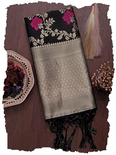 Image of DEVANGI Women's Woven Jacquard Banarasi Silk Printed Dupatta /Chunni with Meena Work, Width 1 Meter, Length 2.5 Meter