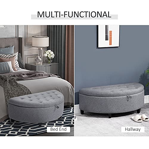 Homcom Half Moon Modern Luxurious Polyester Fabric Storage Ottoman Bench With Legs Lift Lid Thick Sponge Pad For Living Room, Entryway, Or Bedroom, Grey #TOP5