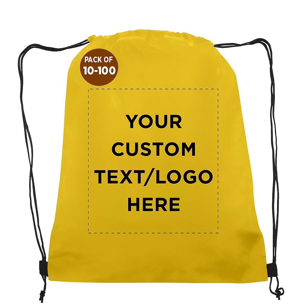DISCOUNT PROMOS Custom Non-Woven Drawstring Backpacks Set of 10/50/100, Personalized Bulk Pack