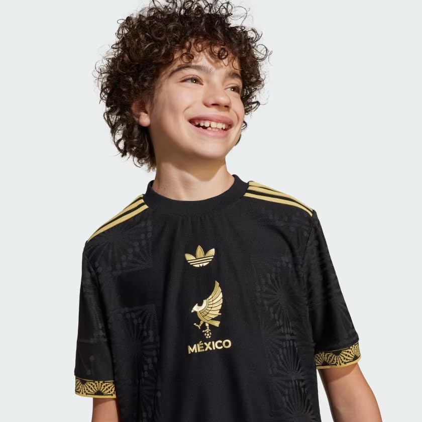 adidas Originals Big Kids Mexico 25 Gold Soccer Jersey, Black, Medium - Image 2
