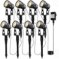 LED Landscape Lights Low Voltage, COB Landscape Lighting 12V 24W Warm White, 2100LM Garden Spotlights Outdoor for Yard, Lawn, Wall, Fence(8 Pack 85FT)