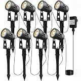 LED Landscape Lights Low Voltage, COB Landscape Lighting 12V 24W Warm White, 2100LM Garden Spotlight