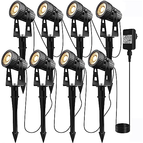 Led Landscape Lights Low Voltage, Cob Landscape Lighting 12V 24W Warm White, 2100Lm Garden Spotlights Outdoor For Yard, Lawn, Wall, Fence(8 Pack 85Ft) #TOP30