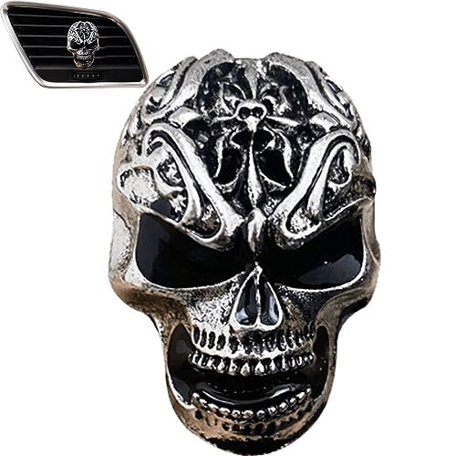 Keuyeo Coole Totenkopf-Auto-entlüftungsklammern, Aromatische Auto-entlüftungsklammer, Auto-Innenraum-entlüftungsöffnung, Totenkopf-dekor, Steckdose, Lufterfrischer, Auto-Charm-zubehör Für