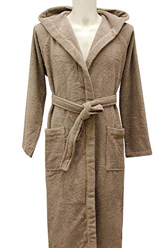 Borbonese Accappatoio Unisex con Cappuccio Art. Fine Op in Pura Spugna idrofila 380 gr al mq (Tortora, L)