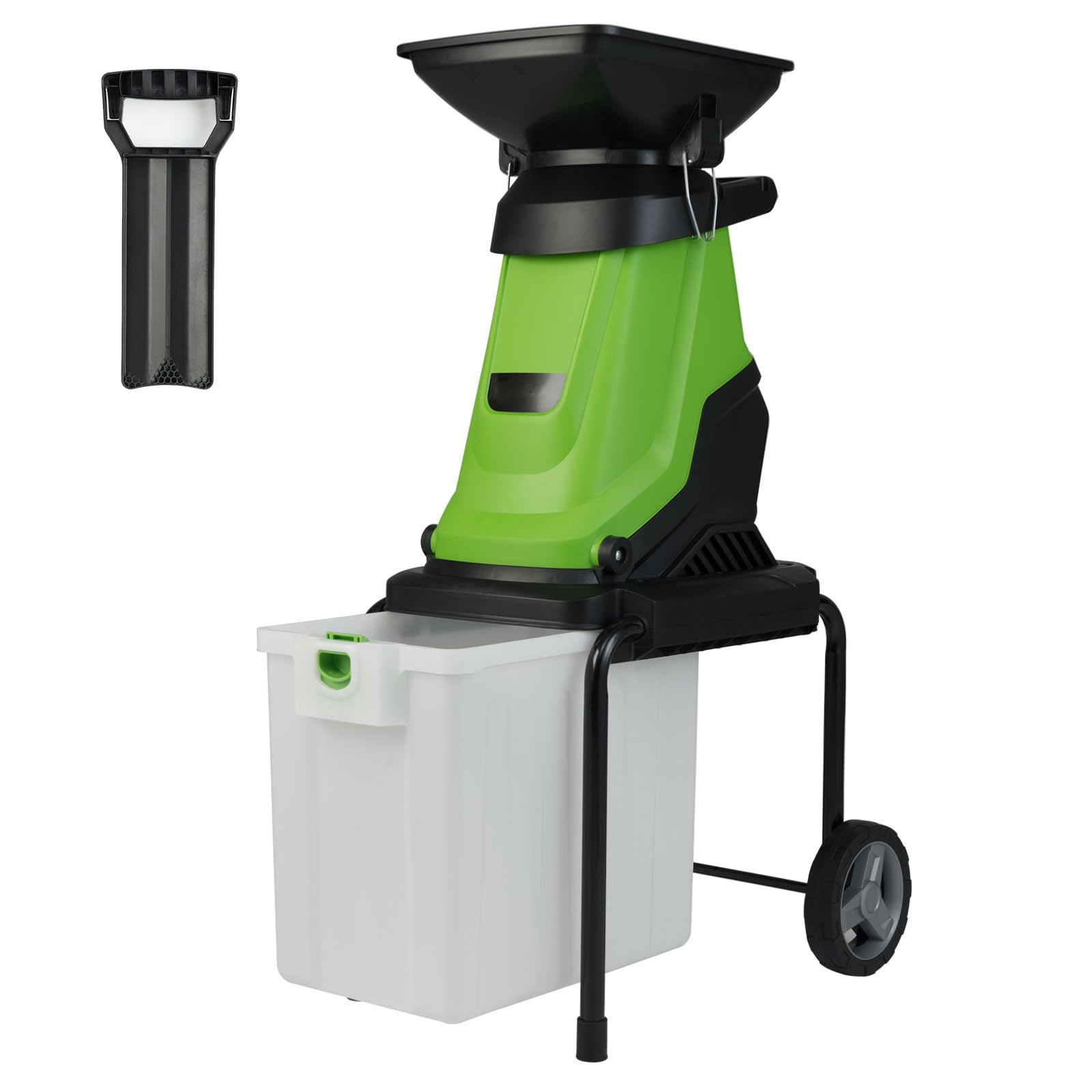 GOPLUS Broyeur Vegetaux et Branches Électrique 3000W, Broyeur Vegetaux avec Bac de Ramassage 50L, Lame à Double Tranchant, Roues de Transport, Ratio de Broyage 15:1, pour Déchets de Jardin(Vert)