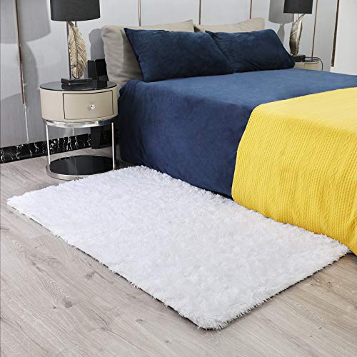 Ophanie Small White Rugs For Bedroom Fluffy 3X5, Girls Kids Baby Shaggy Shag Fuzzy Soft Carpet, Plush Bedside Area Rug, Indoor Floor Room Carpet For Teen Dorm Home Decor Aesthetic, Nursery #TOP25