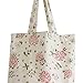 Caixia Women's Red Dandelion Canvas Tote Shopping Bag Beige (Zip)