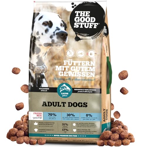 The GOODSTUFF Lachs (Adult) 12,5 kg | Hochwertiges Hundetrockenfutter getreidefrei | Mit frischem Lachs | Hundefutter trocken für ausgewachsene Hunde | Super-Premium Trockenfutter für Hunde