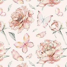Safiyya Peel and Stick Wallpaper Floral Pink Wallpaper Pink Peony Contact Paper Removable Self Adhesive Wall Paper for Bedroom Bathroom 19717.3"