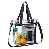 Eland Clear Tote Bag NFL Stadium Approved, Clear Messenger Shoulder Bag with Front Pocket and Adjustable Strap for Work, School, Concerts and Sporting Event
