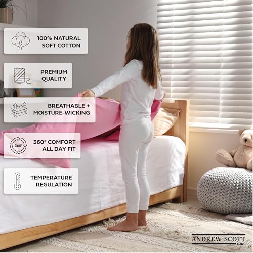 Andrew Scott Big Girls Cotton Thermal Underwear | Long John Under Pants | Multi Packs & Colors2