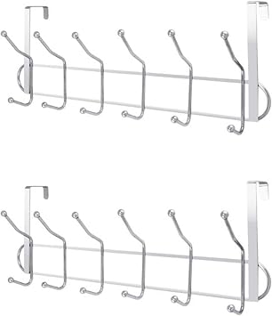 Orret Home 12-Piece Door Back Metal Hanger, American Door Back Hanger, Chrome Hanger Attached Behind the Door for Bathroom, Kitchen, Bedroom (1)