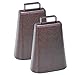 7 Inch Steel Cow Bell with Handle and Antique Copper Finish, 2-Pack