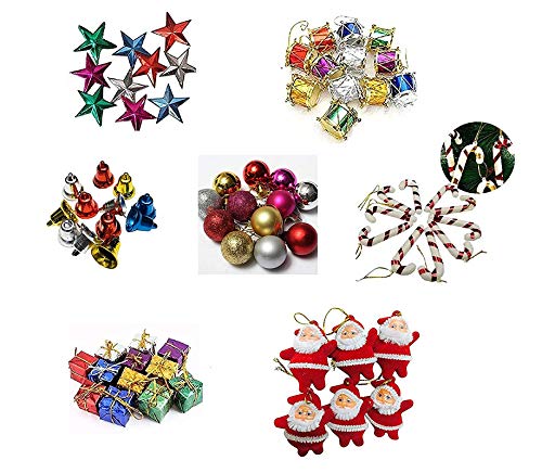 Decorwale Plastic X MAS Tree Decorations Combo (Multi_Small) Pack of 50
