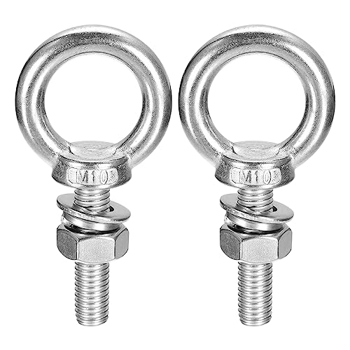 Image of uxcell Lifting Eye Bolt, 1 Set M10x40mm Eye Bolt with Nut Washer 304 Stainless Steel Shoulder Lifting Ring Eye Bolt for Hanging Item