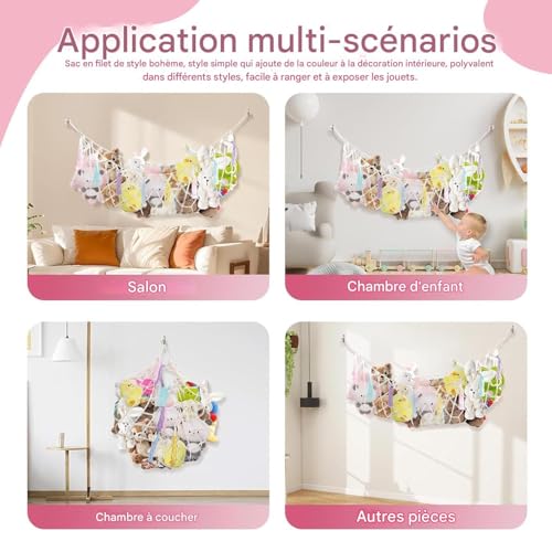 Hamac de rangement mural à peluches robuste pour libérer de l'espace au sol
