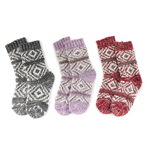 Image of BambooMN Women's Thick Vintage Pattern Cabin Crew Socks