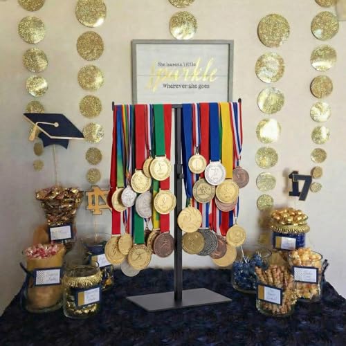 Image of Vicenpal 2026 Graduation Medal Display Stand Countertop End of Year Graduation Decoration Adjustable T Bar Display Stand Honor Medal Hanger Rack Award Holder Graduations Party Anniversary Decor