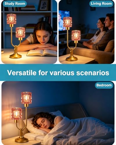Image of Lightdot Bedside Table Lamps Set of 2 Dimmable Vintage Lamp for Bedroom