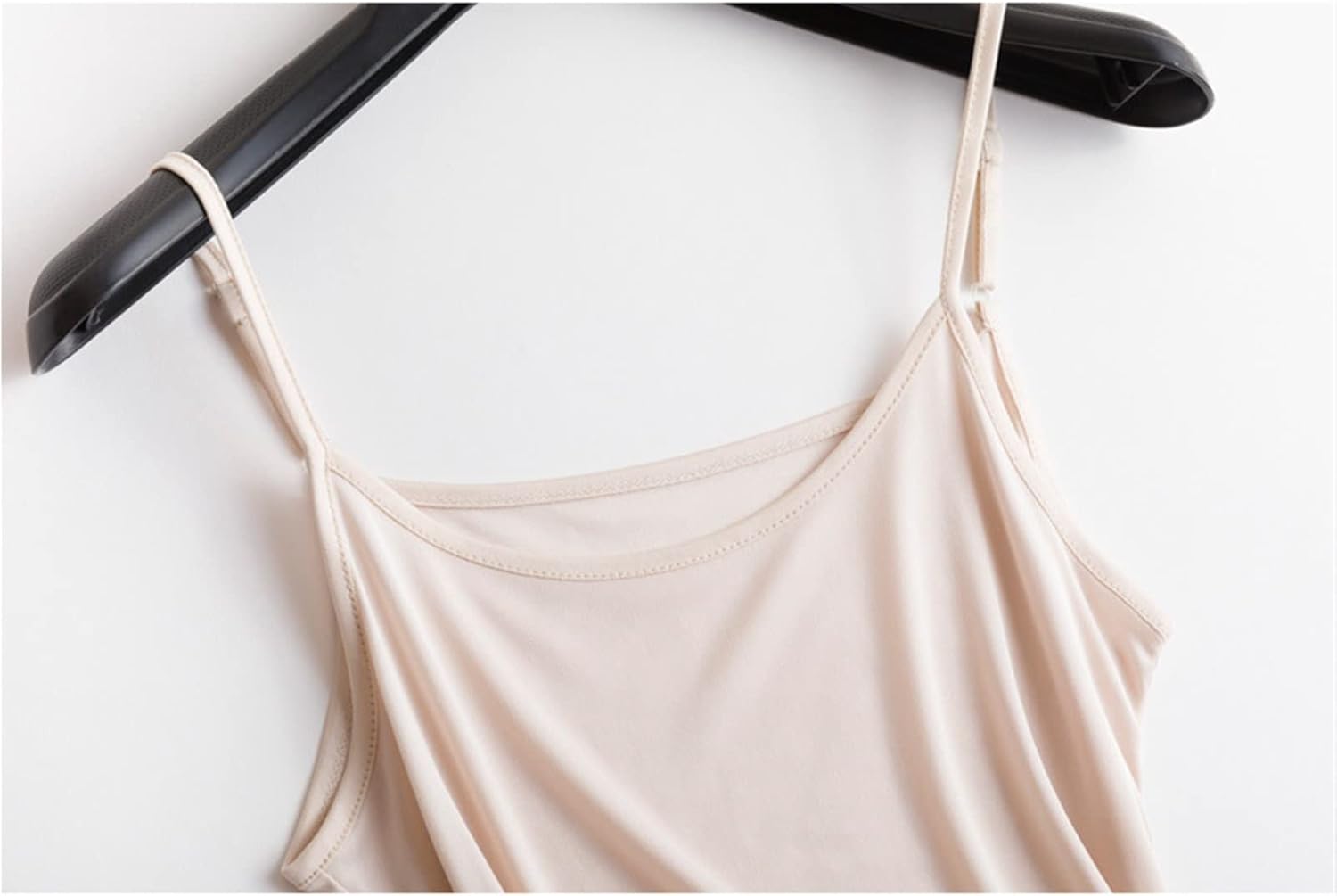 Womens Silk Knitted Thin Camisoles Lingerie Tanks Top Bottoming Shirts Sling Sleepwear for Ladies (Color : Black, Size : L/Large)