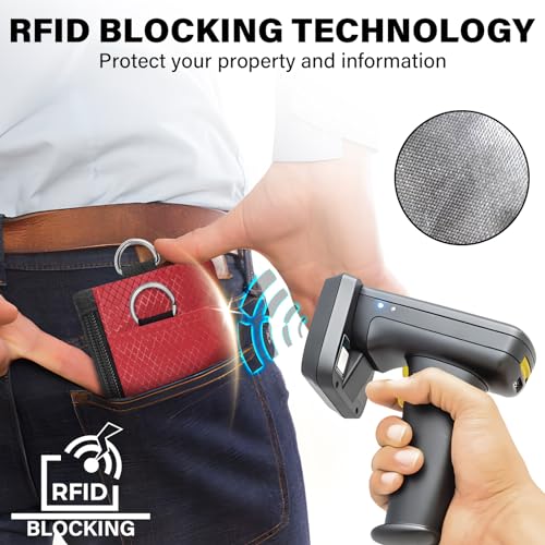 RFID Blocking Wallet - Slim Wallet For Secure Travel,Minimalist Wallet With Keychain & Id Holder, Perfect For On-The-Go Safety(Red)2