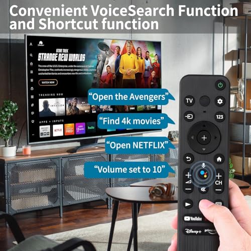 Controle remoto de voz para Smart TVs Sony, controle remoto de substituição para Smart TVs Sony Bravia XBR/XR/KD/KDL 4K UHD Crystal HDR OLED, com 4 botões de ligação rápida