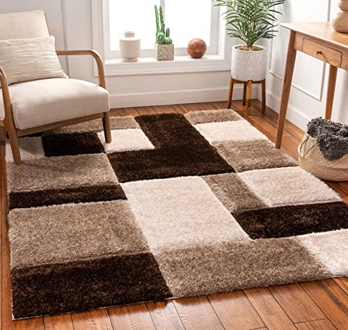 Image of 6x9 feet Soft Area Rug for Living Room and Bedroom, Modern Indoor Floor Carpet with Non-Slip Backing, Comfortable Decorative Home Decor Rug, Easy Clean & Durable- (3D Coffee B, Rectangular)