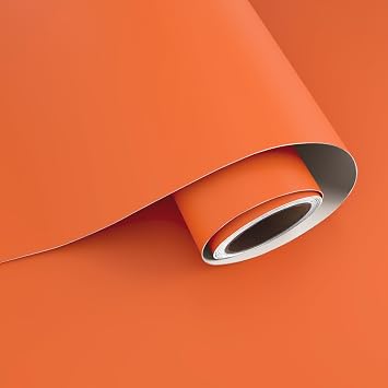 VaryPaper 15.7"x78.7" Matte Orange Wallpaper Peel and Stick Orange Contact Paper for Cabinets Walls Waterproof Decorative Solid Color Wall Paper Removable Self Adhesive Vinyl Wallpaper for Bedroom