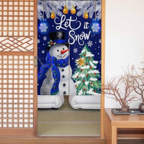 のれん 目隠し 遮光 暖簾 間仕切り クリスマス クリスマスツリー 雪だるま 贈り物 トナカイ 青色 厚手 防寒 防音 断熱 ロング 半間のれん リビング 和風 カーテン プライバシー保護 玄関 キッチ リビング 飲食店 出入り口 室内インテリア 温泉 施