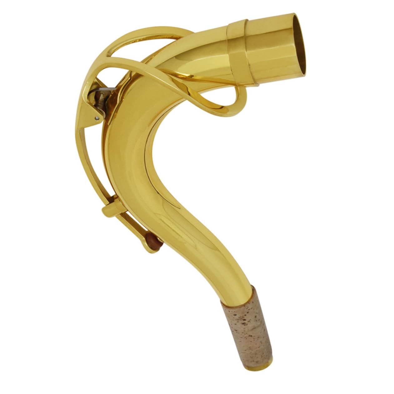 Kisangel Tubo de cuello saxófono cuello de saxo soprano accesorios saxo soprano cuello de la boquilla del saxofón accesorios saxo barítono latón plateado Dorado