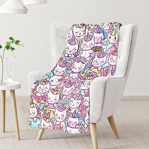 Unicorn Blanket Gifts - 30"x40" Cute Throw for Girls & Women - Pink Soft Fuzzy Blankets for Couch & Office