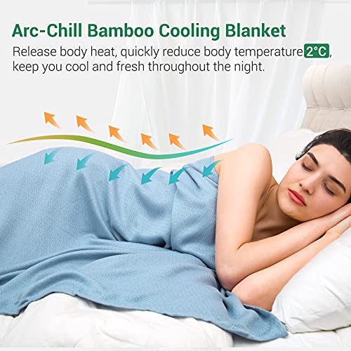 Elegear 100% Bamboo Cooling Blanket For Hot Sleepers, Absorbs Heat To Keep Cool, Ultra-Cool Breathable Summer Blanket, Queen Size Super Soft Lightweight Blanket For All-Season Uses, 79"X86", Blue #TOP1