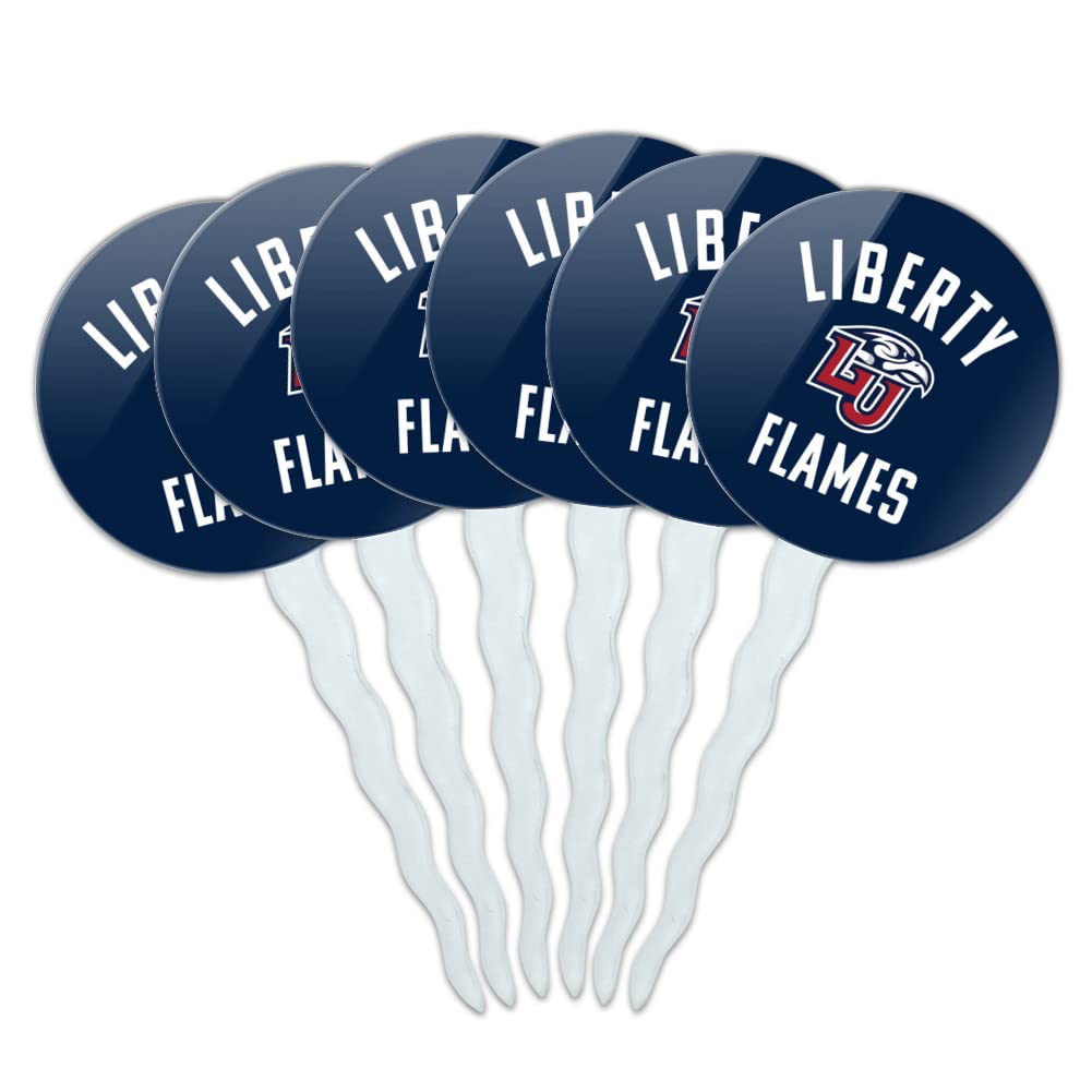 Liberty University Flames Logo Cupcake Picks Toppers Decoration Set of 6