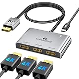 THANDBLE DisplayPort Splitter for Multi Monitor Extended Display, 4K 60Hz 3xDP MST Hub Display Port to 3 Display Port 1 in 3 Out Adapter for NVIDIA, AMD, PC, Windows