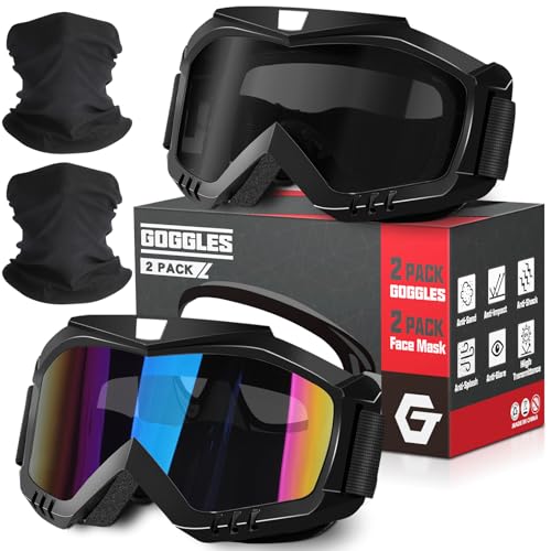 OXG 2-Pack Motorcycle Goggles & Neck Gaiters Grey/Multicolor