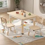JONUTATO Kids Table and Chairs, Graffiti Desktop Toddler Chair and Table Set, Kids Table for Ages 3-8, 31.5''L x 23.6''W Childrens Table and Chair Set with 2 Seats, Max 300lb