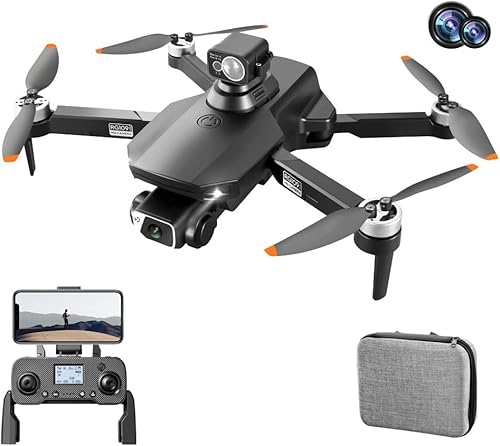 Miniatura 1 de HJLXMF Dron de control remoto de doble batería 4K HD cámara Wifii FPV motor sin escobillas 30 grados de evitación de obstáculos RC cuadricóptero