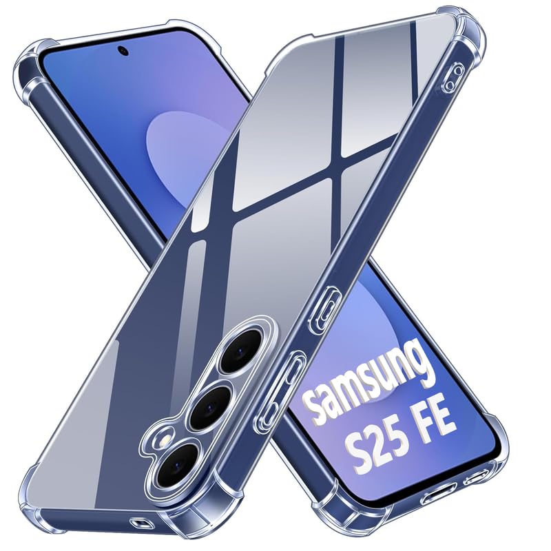 Image of Lustree Back Cover Transparent Case Compatible with Samsung Galaxy S25 FE | Clear + TPU Case with 4 Corner Air Cushion Protection & Camera Protection | Slim& Stylus Cover